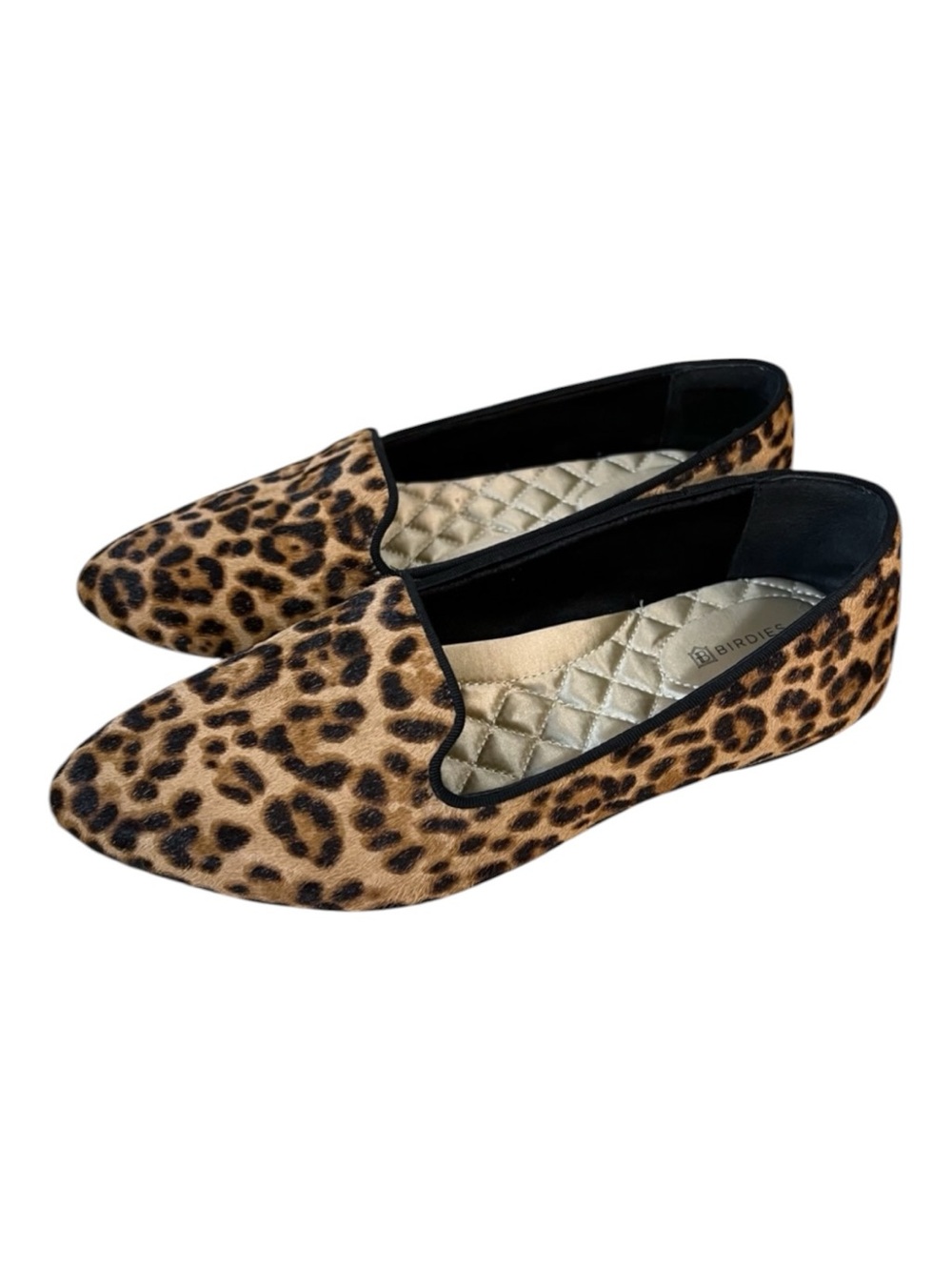 Birdies The Blackbird Calf Hair Cheetah Print Loafers Black Brown Size 7